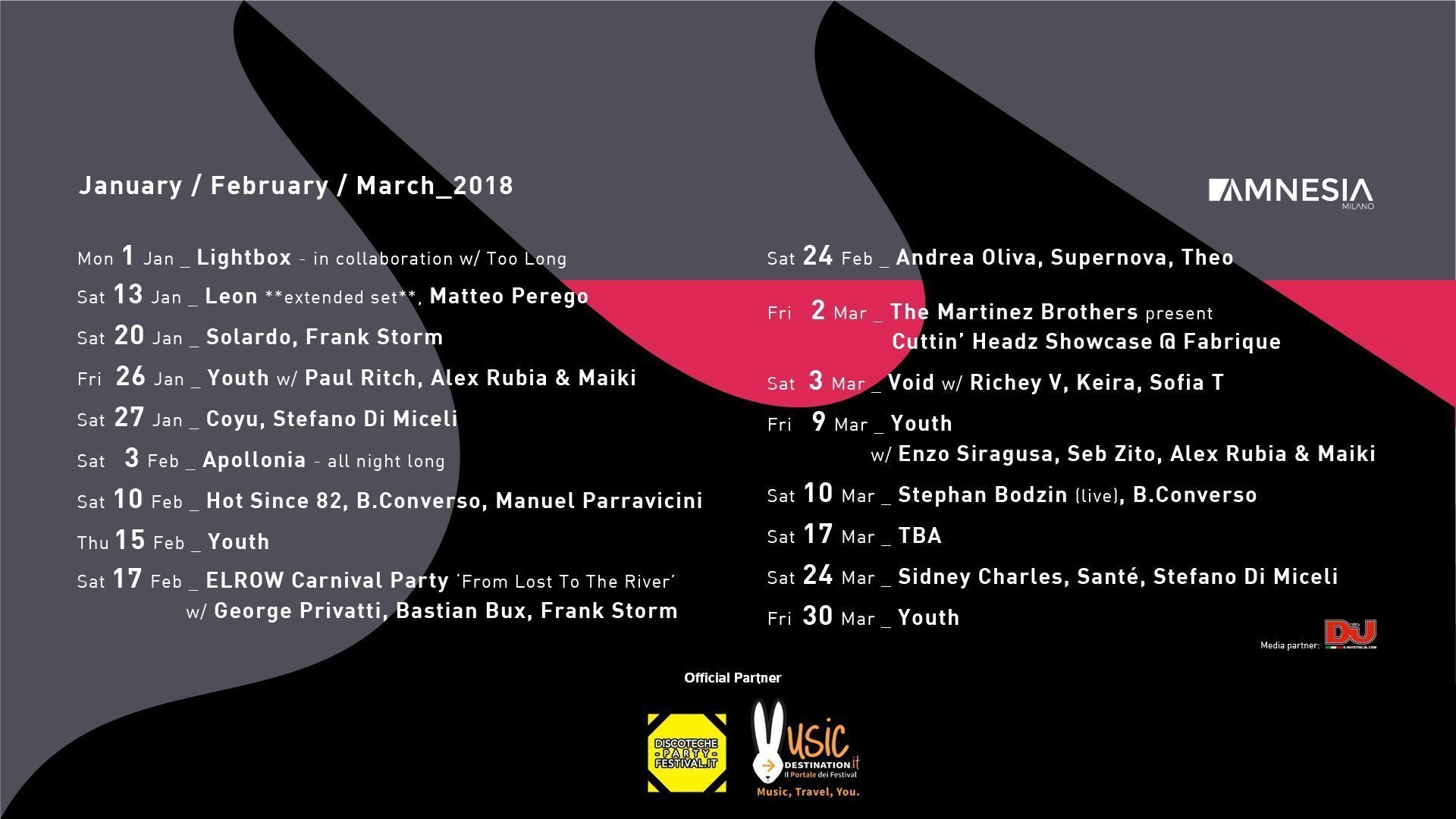 Amnesia Milano Programma Febbraio Marzo 2018