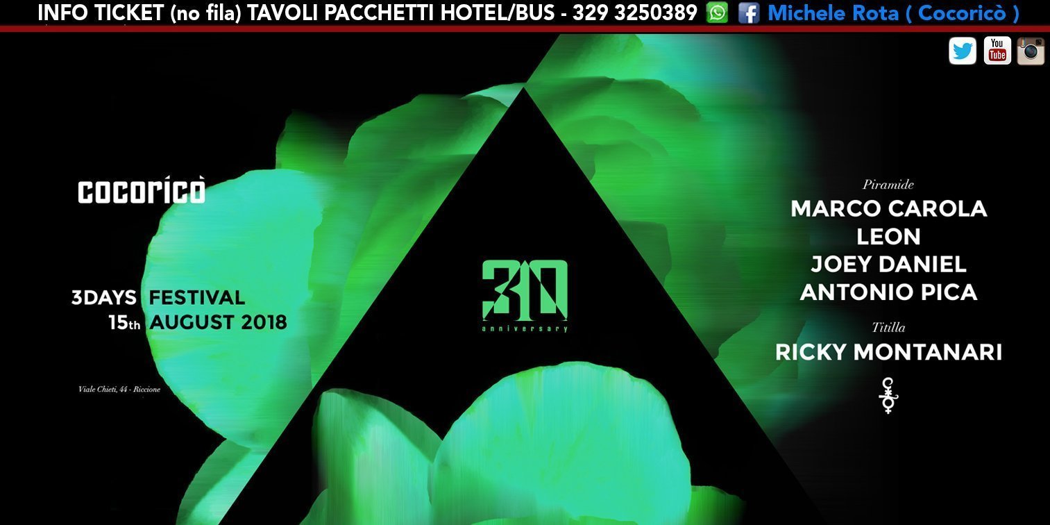 Marco Carola Cocorico 15 Agosto 2018 Ticket Tavoli Pacchetti Hotel