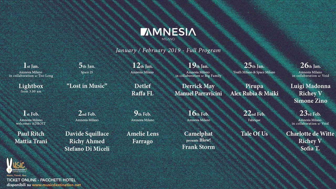 Amnesia Milano Programma Gennaio Febbraio 2019